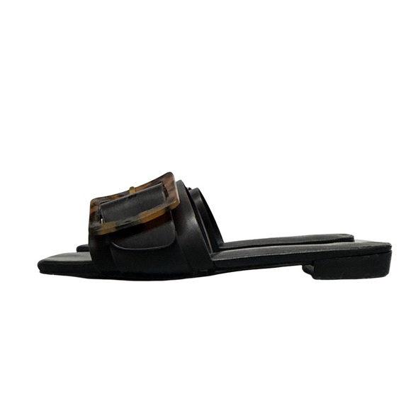 Joie Paige Leather Stacked Heel Sandal Slide Women's Black 7.5 M - Picture 4 of 10
